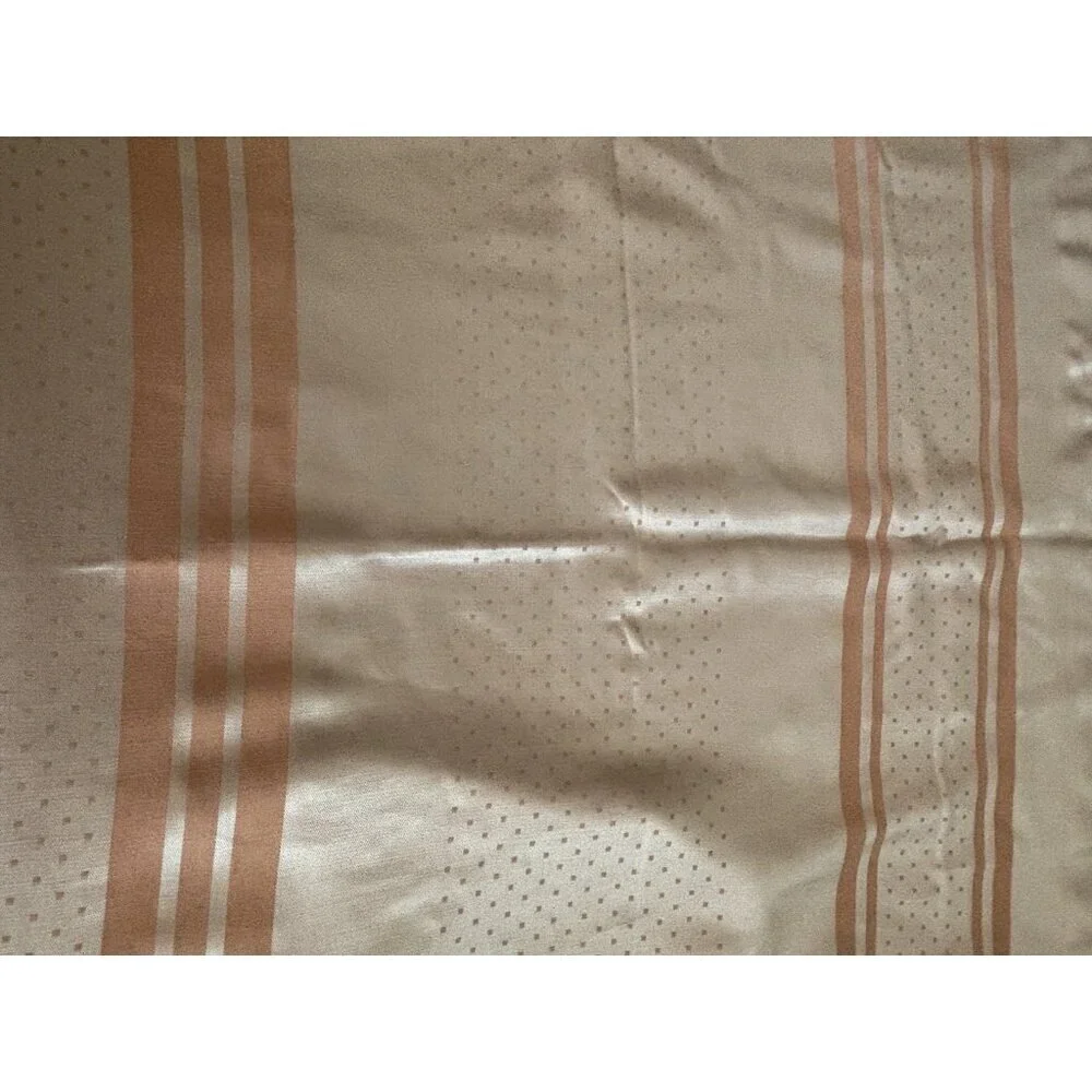 50s 40s Vintage Peachy Pink Polyester Satin Stripe Tablecloth 51x44 Square